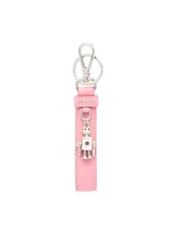 Saffiano Leather Keychain Petal Pink - PRADA - BALAAN 1