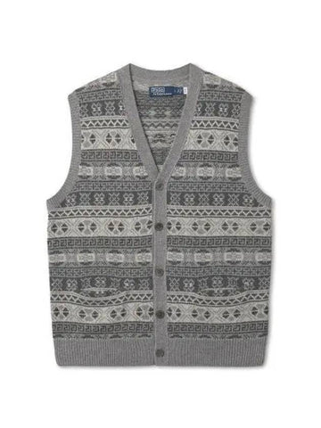 Fair Isle Cotton Blend Sweater Vest Gray - POLO RALPH LAUREN - BALAAN 1