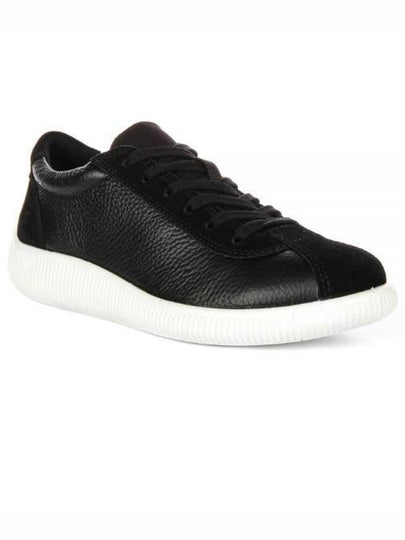 Soft Zero Leather Low Top Sneakers Black - ECCO - BALAAN 2