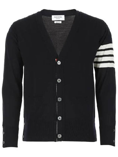 Men's Sustainable Classic Diagonal Wool Cardigan Navy - THOM BROWNE - BALAAN 2