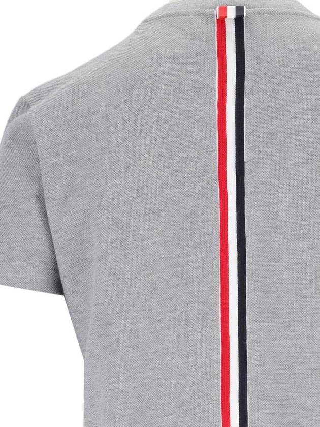 Center Back Stripe Classic Cotton Pique Relaxed Fit Short Sleeve T-Shirt Grey - THOM BROWNE - BALAAN 4