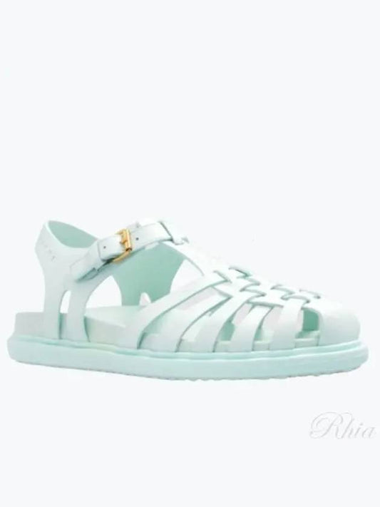 Leather Flat Sandals Light Blue - MARNI - BALAAN 2