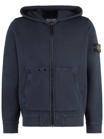 Logo Patch Zip-Up Hoodie Navy - STONE ISLAND - BALAAN 2