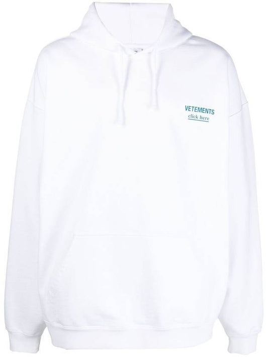 Embroidery Logo Hoodie White - VETEMENTS - BALAAN 1