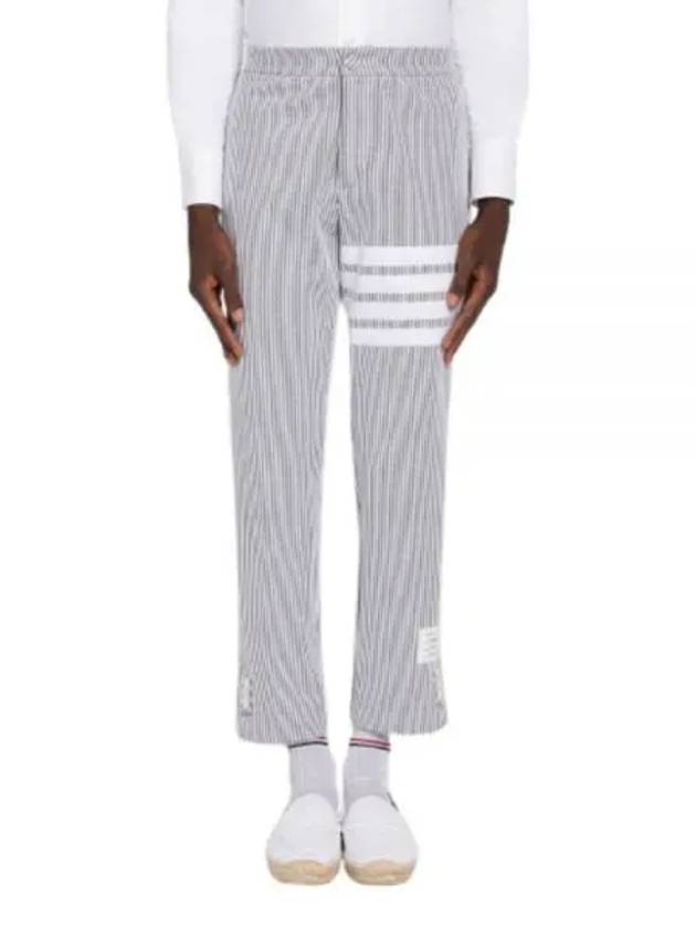 Seersucker Loopback 4 Button Vent Straight Pants Light Grey - THOM BROWNE - BALAAN 2