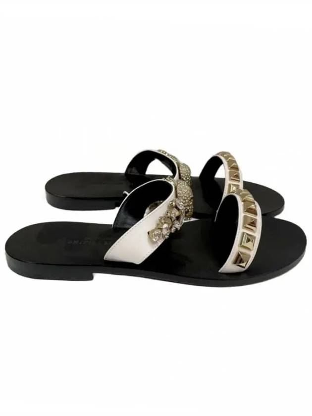 Bead Leather Slippers White - PHILIPP PLEIN - BALAAN 1