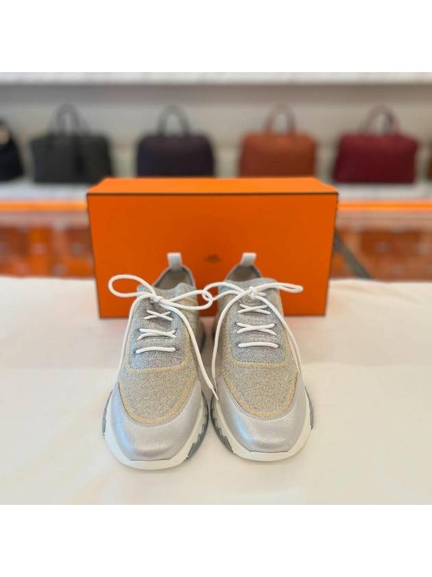 Addict Women's Sneakers Gray Gold Pearl - HERMES - BALAAN 2