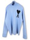 Oversized heart turtleneck sweater sky blue - AMI - BALAAN 1