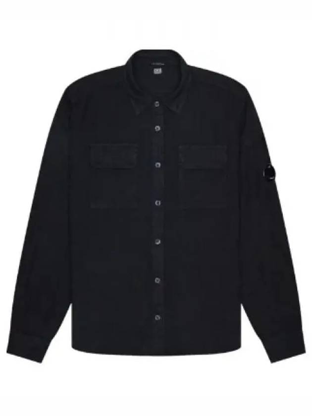 Linen Pocket Long Sleeve Shirt Black - CP COMPANY - BALAAN 2