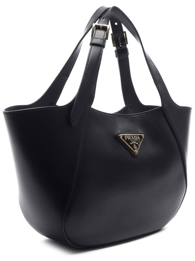 Enamel Triangle Medium Logo Belt Hand Shoulder Bag Black - PRADA - BALAAN 4