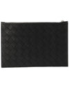 Intrecciato Bill Silver Medium Clutch Black - BOTTEGA VENETA - BALAAN 4