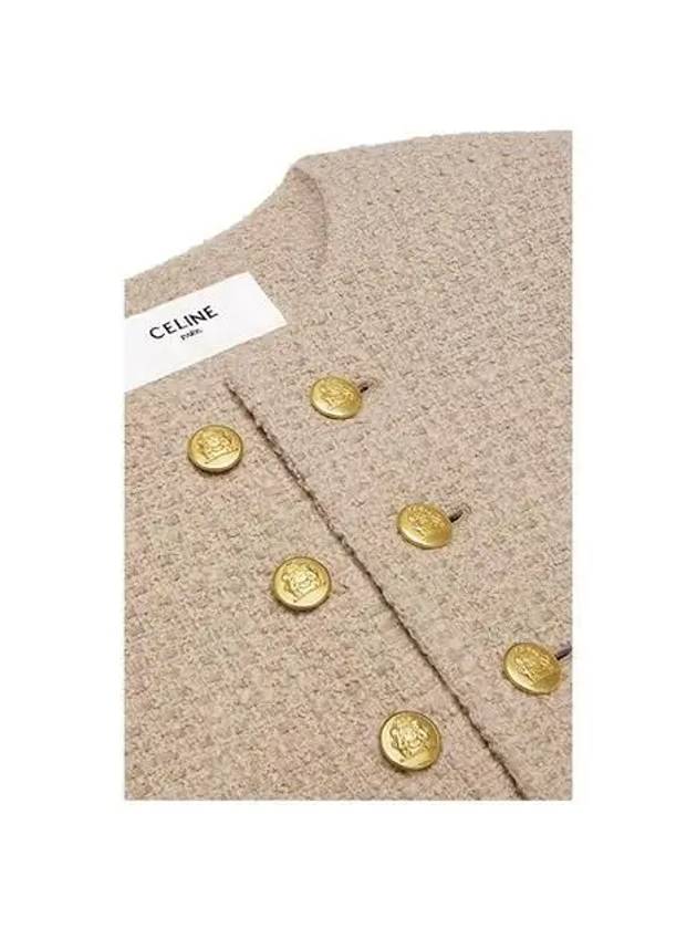 Boucle Tweed Jacket Beige - CELINE - BALAAN 4