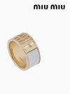 Logo Enamel Metal Ring Gold White - MIU MIU - BALAAN 3