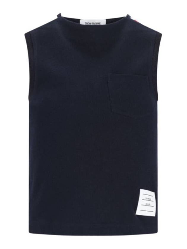 Women's Pick Rib Gusset Boat Neck Sleeveless Navy - THOM BROWNE - BALAAN 2