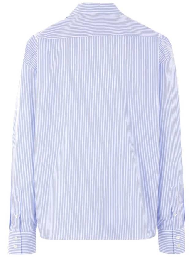 Striped Cotton Long Sleeve Shirt Light Blue - PRADA - BALAAN 6