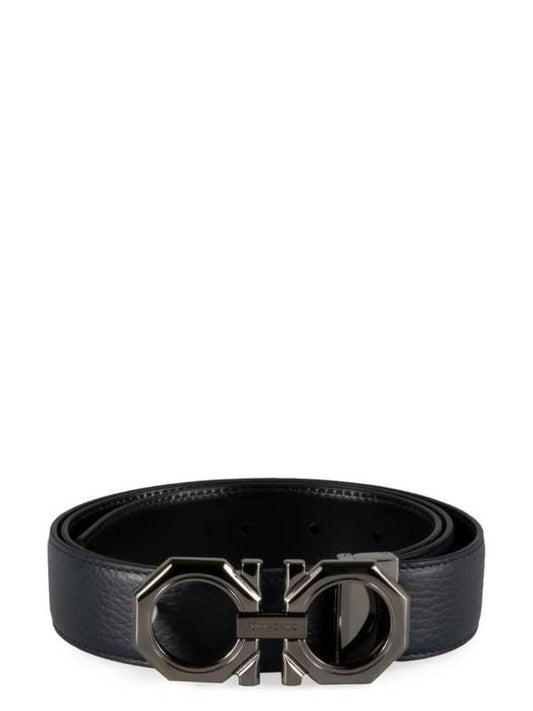 Reversible Gancini Leather Belt Blue - SALVATORE FERRAGAMO - BALAAN 1