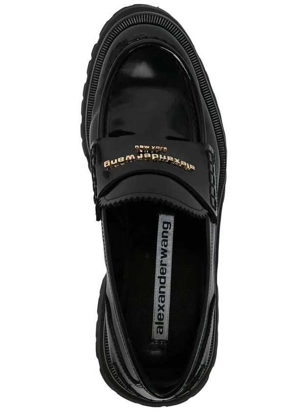 Carter Rug Gold Logo Leather Loafers Black - ALEXANDER WANG - BALAAN 5