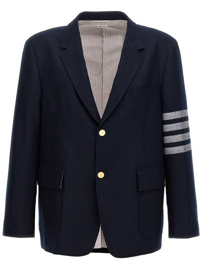 4 Bar Stripe Single Breasted Wool Jacket Navy - THOM BROWNE - BALAAN 2