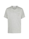 Tricolor Fox Patch Classic Pocket Short Sleeve T-Shirt Grey Melange - MAISON KITSUNE - BALAAN 3