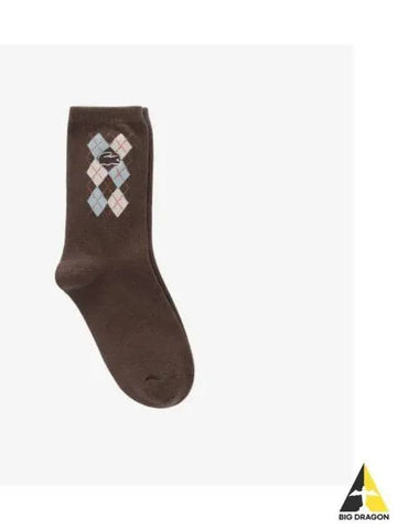 Women s Argyle Check Medium Neck Socks Brown - LACOSTE - BALAAN 1