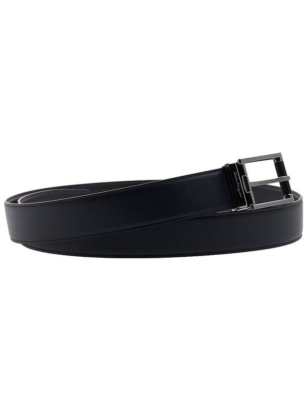 Reversible Leather Belt Black Hickory - SALVATORE FERRAGAMO - BALAAN 4