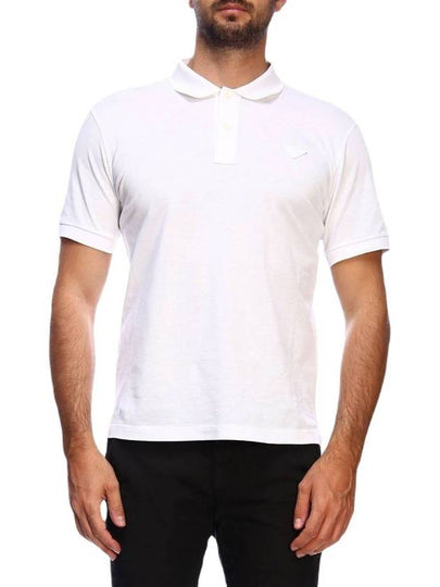 Logo Pique Polo Shirt White - PRADA - BALAAN 2