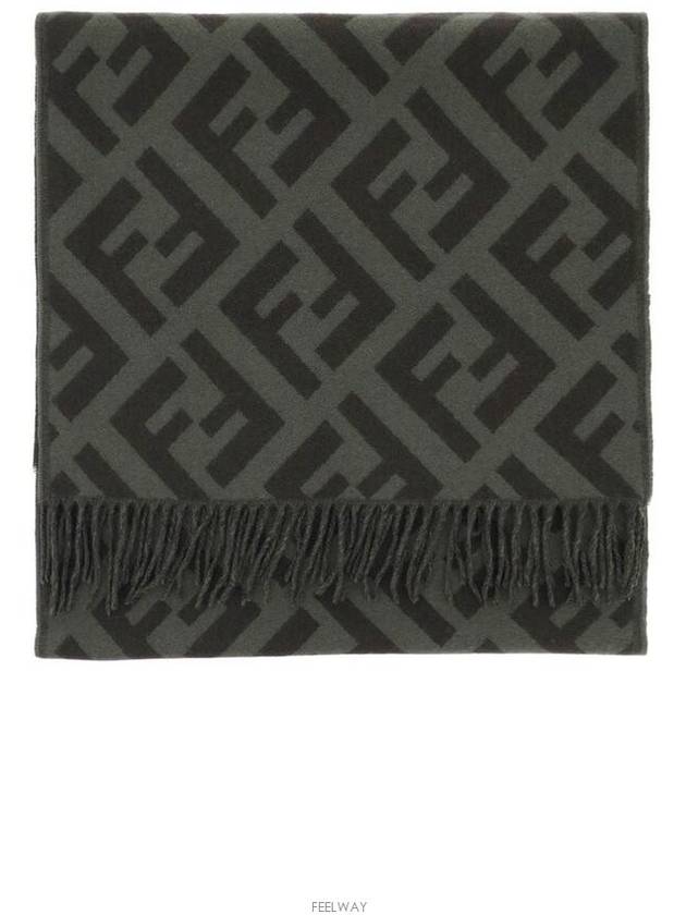 FF Motif Fringe Cashmere Scarf Green - FENDI - BALAAN 2