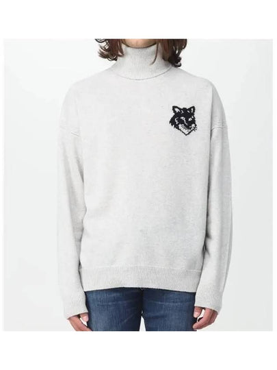 Fox Head Intarsia Comfort Turtleneck Light Grey - MAISON KITSUNE - BALAAN 2