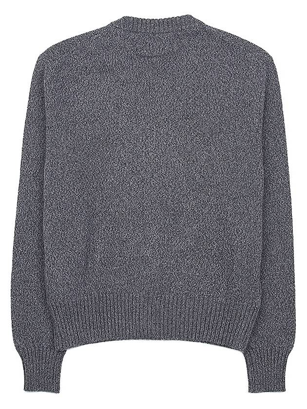 Heart Logo V Neck Cashmere Cardigan Heather Grey - AMI - BALAAN 3