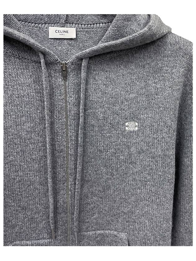 Triomphe Wool Zip-Up Hoodie Medium Grey - CELINE - BALAAN 7