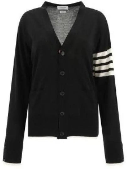 Wool 4-Bar Cardigan Black - THOM BROWNE - BALAAN 2