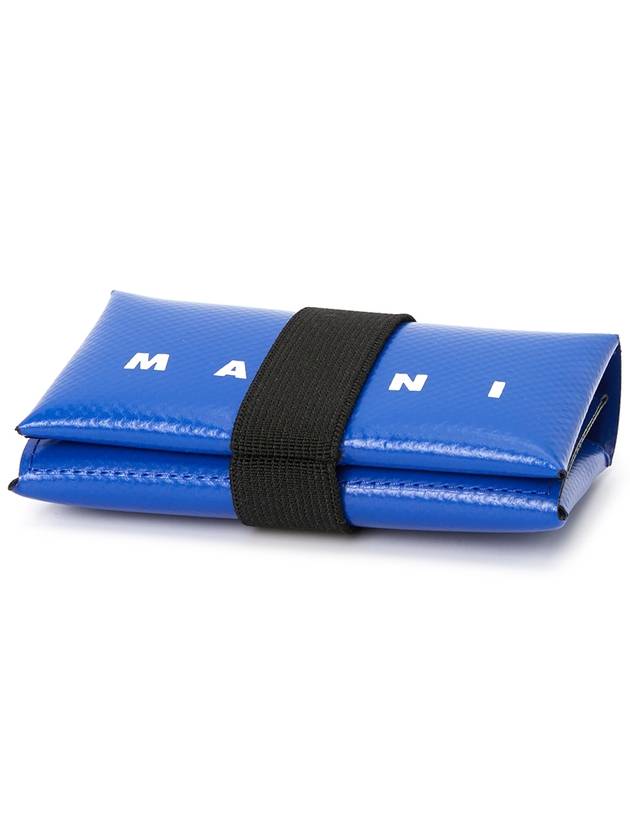 Logo Banded Coin Card Wallet Blue - MARNI - BALAAN 4