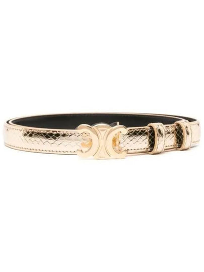 Snakeskin Effect Leather Belt Gold - CELINE - BALAAN 2