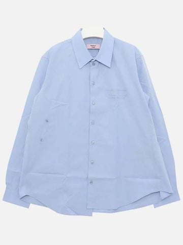 Chest Logo Asymmetrical Hem Men s Shirt CMR424SP BLUE - MARTINE ROSE - BALAAN 1