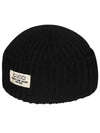 Rib Wool Label Beanie Black - GUCCI - BALAAN 2