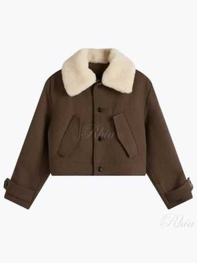 Short Shearling Collar Jacket Dark Coffee - AMI - BALAAN 2