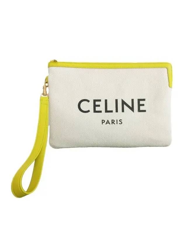 Logo Strap Small Pouch Bag White Yellow - CELINE - BALAAN 2