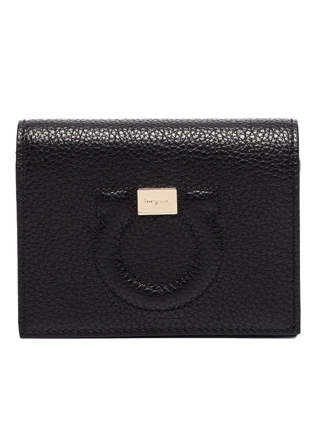 Gancini Logo Half Wallet Black - SALVATORE FERRAGAMO - BALAAN 1