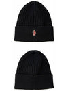 Grenoble logo patch wool beanie black hat 3B00010 04761 999 TJ - MONCLER - BALAAN 4