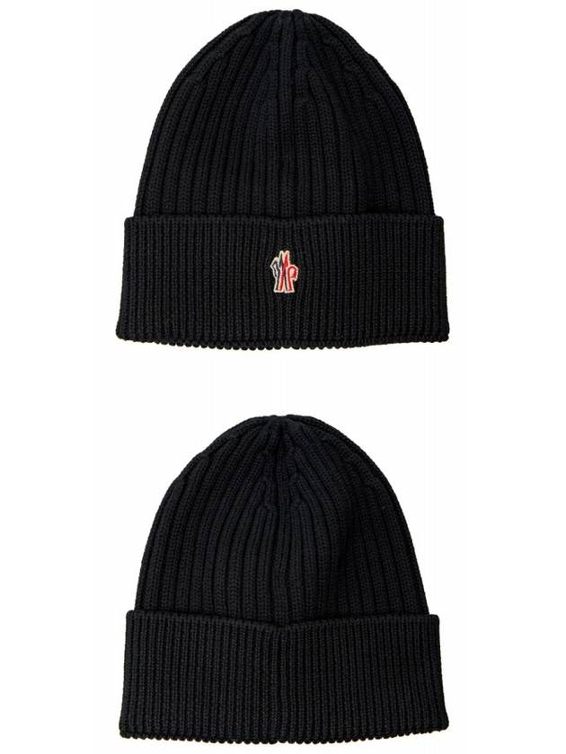 Grenoble logo patch wool beanie black hat 3B00010 04761 999 TJ - MONCLER - BALAAN 4