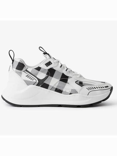 Check Pattern Leather Low Top Sneakers Black White - BURBERRY - BALAAN 2