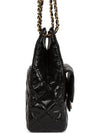 Hobo Handbag Shiny Crumpled Calfskin Gold Black - CHANEL - BALAAN 6