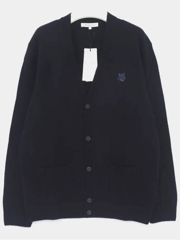 Bold Fox Head Patch Regular Lambswool Cardigan Navy - MAISON KITSUNE - BALAAN 2