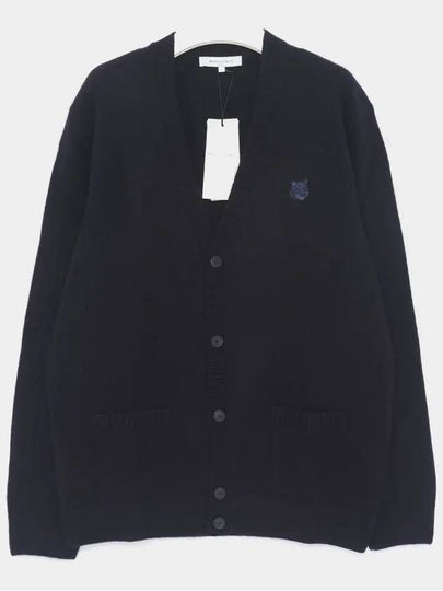 Bold Fox Head Patch Regular Lambswool Cardigan Navy - MAISON KITSUNE - BALAAN 2