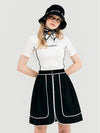 Golf piping color matching volume skirt black - HENRY STUART - BALAAN 1