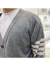 Men's Sustainable Classic Diagonal Wool Cardigan Pale Grey - THOM BROWNE - BALAAN 2