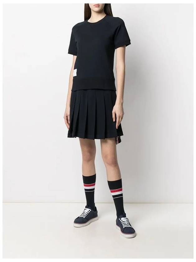 Women's Loopback Cotton Short Sleeve T-Shirt Navy - THOM BROWNE - BALAAN 4