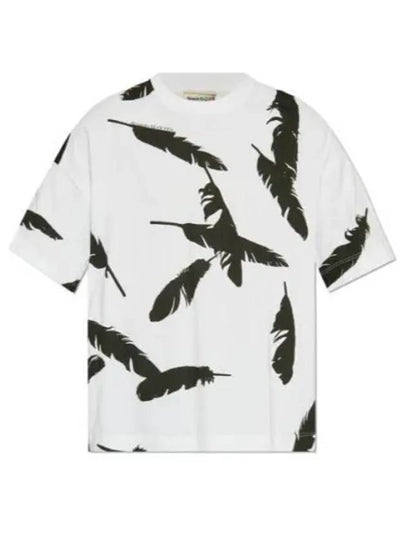 Feather Print Oversized Short Sleeve T-Shirt White - ALEXANDER MCQUEEN - BALAAN 2