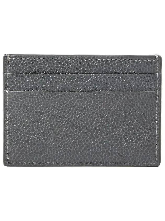 Stripe Note Compartment Pebble Grain Leather Card Wallet Grey - THOM BROWNE - BALAAN 4