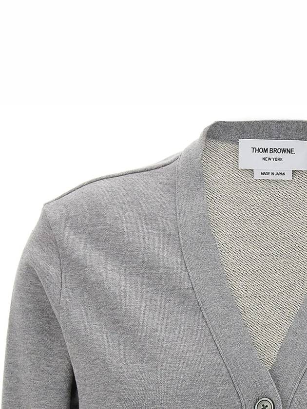 4-Bar Loopback Jersey Cardigan Light Grey - THOM BROWNE - BALAAN 5